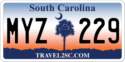 SC license plate MYZ229