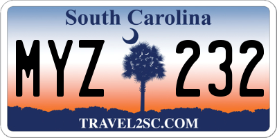 SC license plate MYZ232