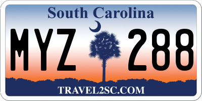 SC license plate MYZ288