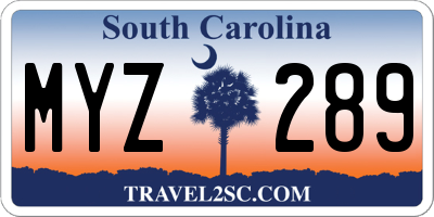 SC license plate MYZ289