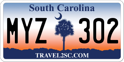 SC license plate MYZ302