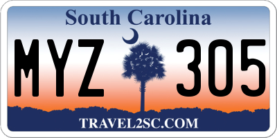 SC license plate MYZ305
