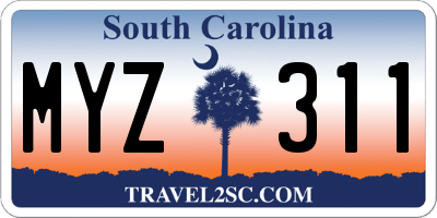 SC license plate MYZ311