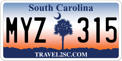 SC license plate MYZ315