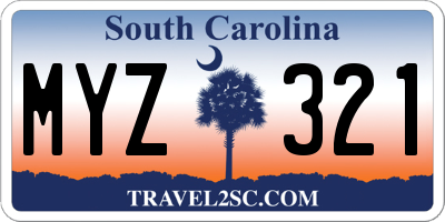 SC license plate MYZ321