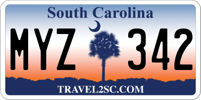 SC license plate MYZ342