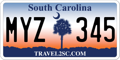 SC license plate MYZ345