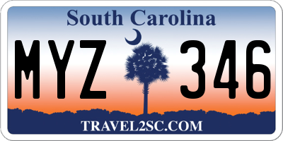 SC license plate MYZ346