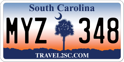 SC license plate MYZ348