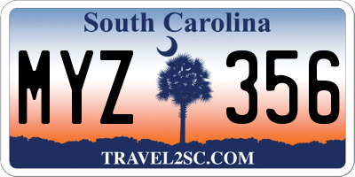 SC license plate MYZ356