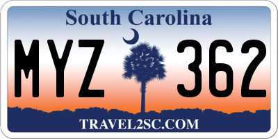 SC license plate MYZ362