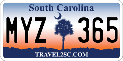 SC license plate MYZ365