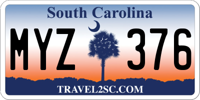 SC license plate MYZ376