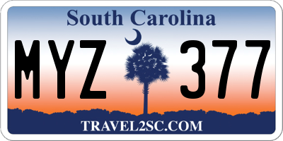 SC license plate MYZ377