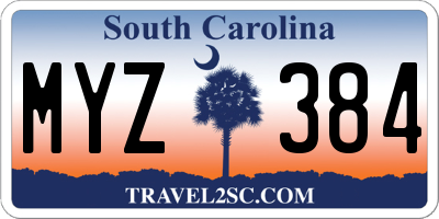 SC license plate MYZ384