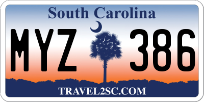 SC license plate MYZ386