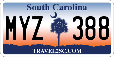 SC license plate MYZ388