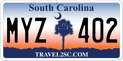SC license plate MYZ402