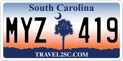 SC license plate MYZ419