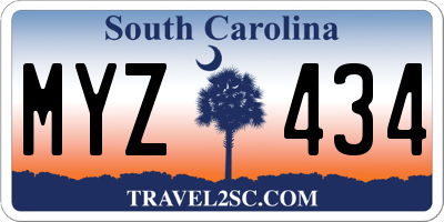 SC license plate MYZ434