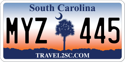 SC license plate MYZ445