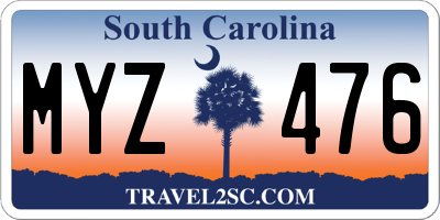 SC license plate MYZ476
