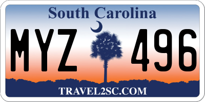 SC license plate MYZ496