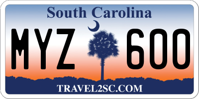 SC license plate MYZ600