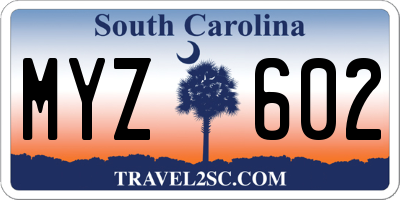 SC license plate MYZ602