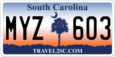 SC license plate MYZ603