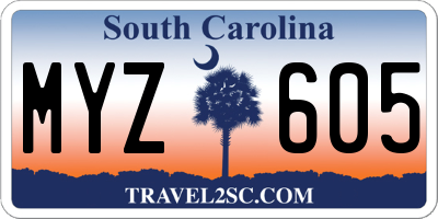 SC license plate MYZ605