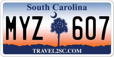 SC license plate MYZ607
