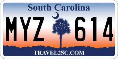 SC license plate MYZ614
