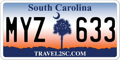 SC license plate MYZ633