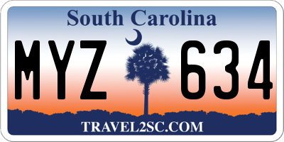 SC license plate MYZ634
