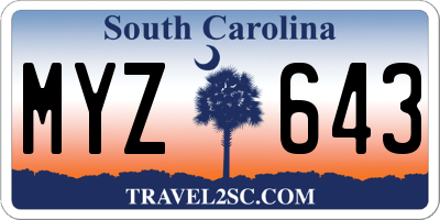 SC license plate MYZ643