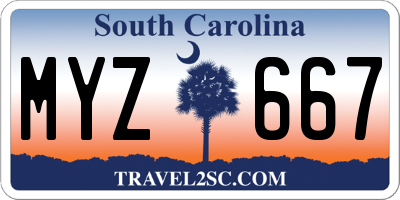 SC license plate MYZ667