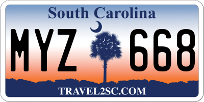 SC license plate MYZ668
