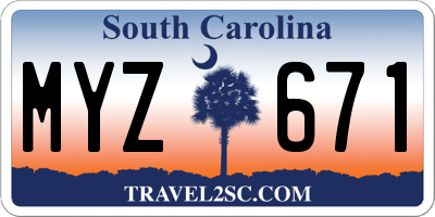 SC license plate MYZ671