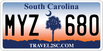 SC license plate MYZ680