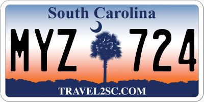 SC license plate MYZ724