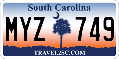 SC license plate MYZ749