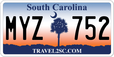 SC license plate MYZ752