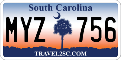 SC license plate MYZ756
