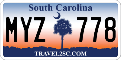 SC license plate MYZ778