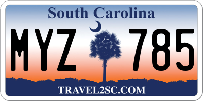 SC license plate MYZ785