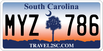SC license plate MYZ786
