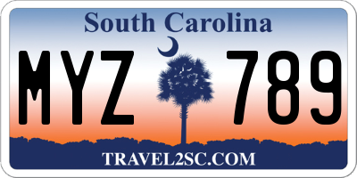 SC license plate MYZ789