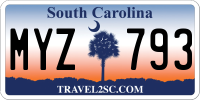 SC license plate MYZ793