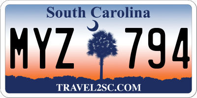 SC license plate MYZ794